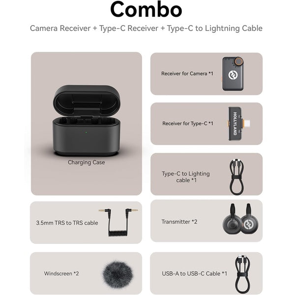 Hollyland Lark M2S Microfono Wireless Combo (Camera RX+USB-C RX+ Cavo Lightning) Hollyland Lark M2S Microfono Wireless Combo (Camera RX+USB-C RX+ Cavo Lightning)